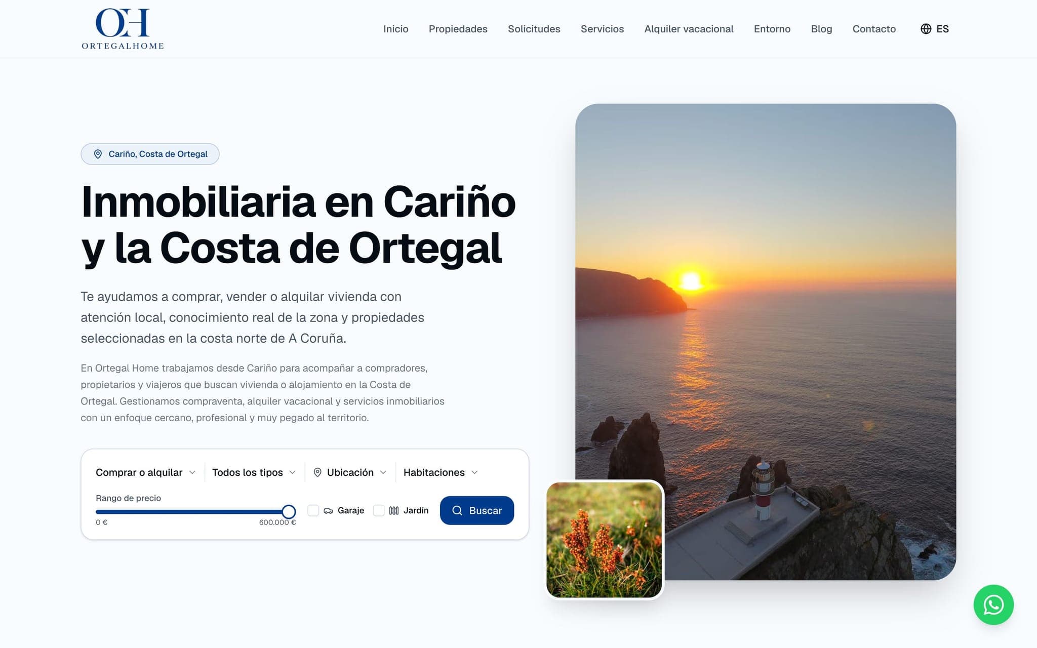 Captura de la web de Ortegal Home