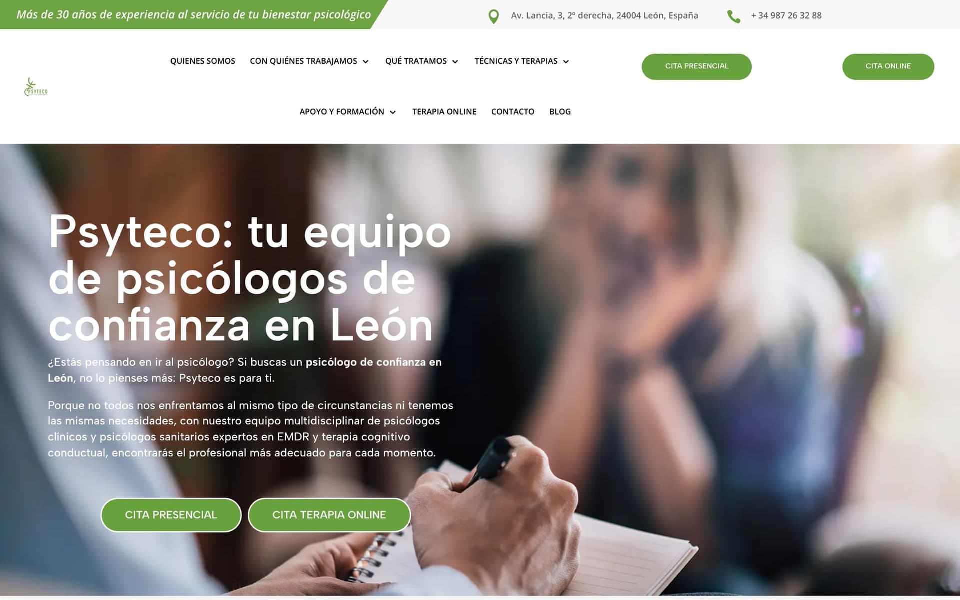 Captura de la web de Psyteco