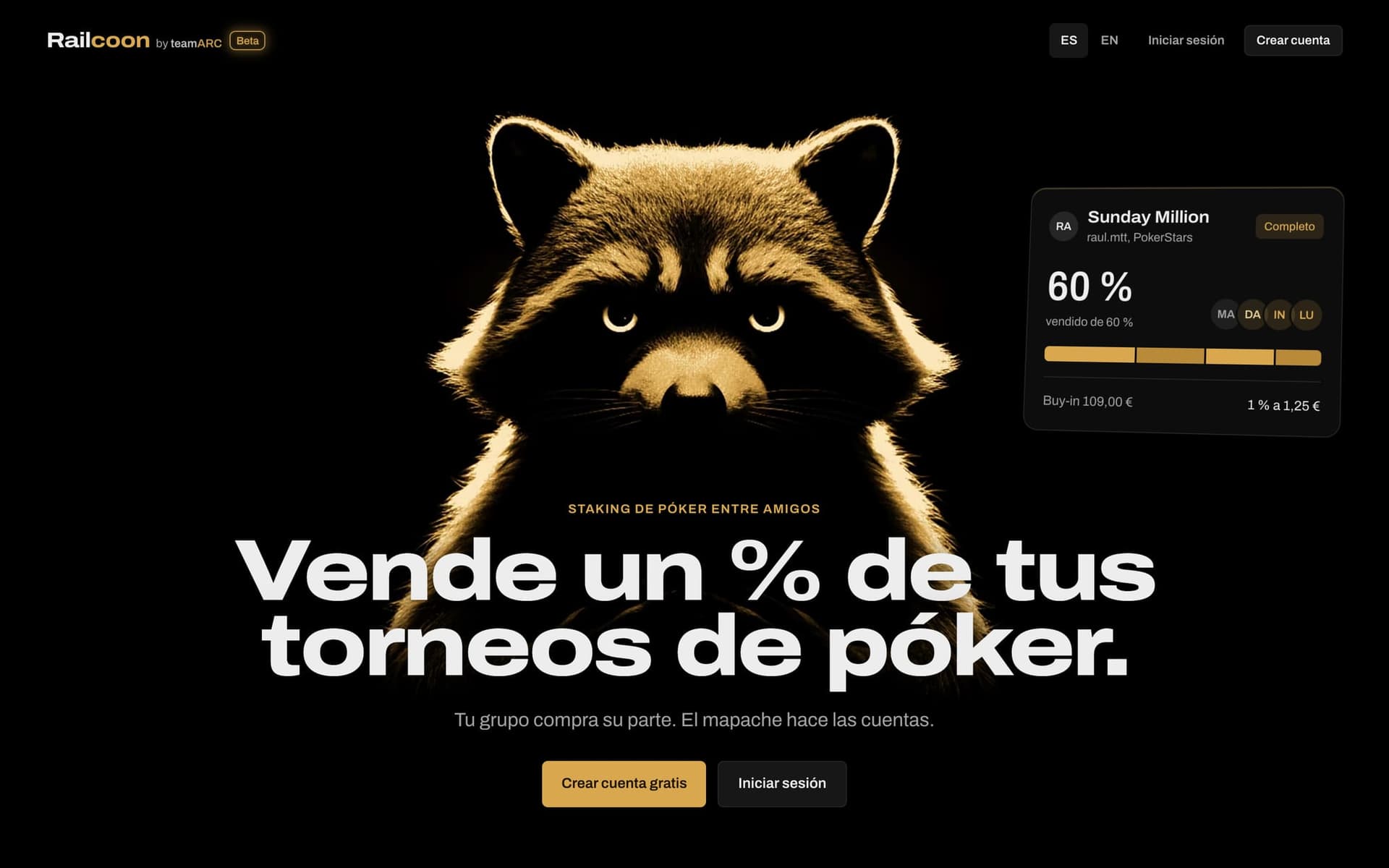 Captura de la web de Railcoon